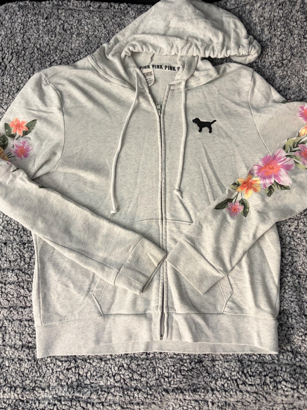 PINK Victoria's Secret Gray Hoodie with Black Logo